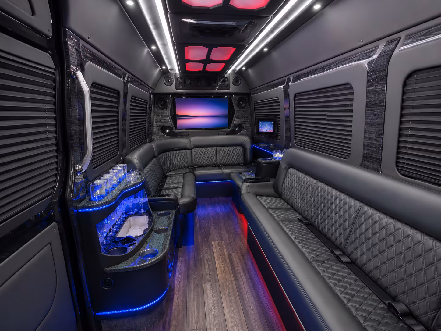 dayton 40 passenger party bus interior